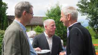 Drei Meteorologen, die im Wetterstudio tätig sind oder waren: Rainer Buchhop, 
						Oliver Klein und Roland Vögtlin