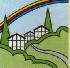 Das Logo des Feriendorfs mit einem Regenbogen, Haus und Baum als charakteristische Merkmale